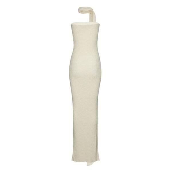 MAGDA BUTRYM LINEN KNIT TUBE SCARF MAXI DRESS IN CREAM