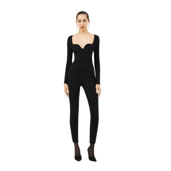 MAGDA BUTRYM SILK KNIT BUSTIER JUMPSUIT IN BLACK - Image 3