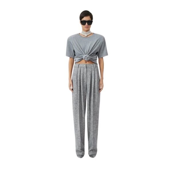 MAGDA BUTRYM KNOTTED T SHIRT IN GREY - Image 3