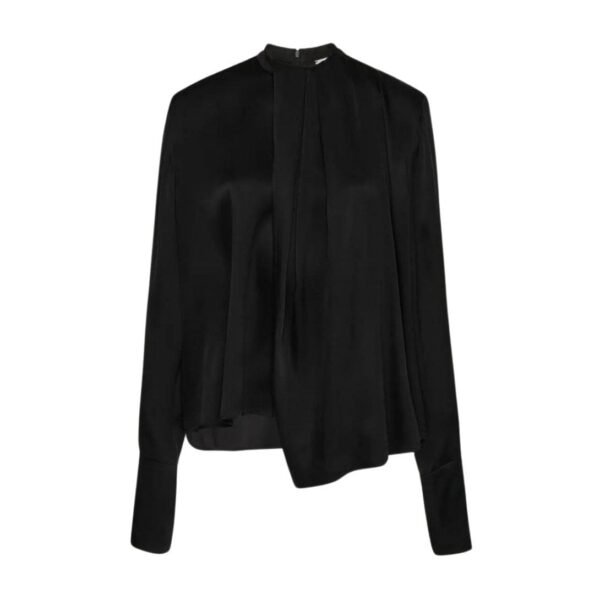 MAGDA BUTRYM ROUND NECK SILK BLOUSE IN BLACK