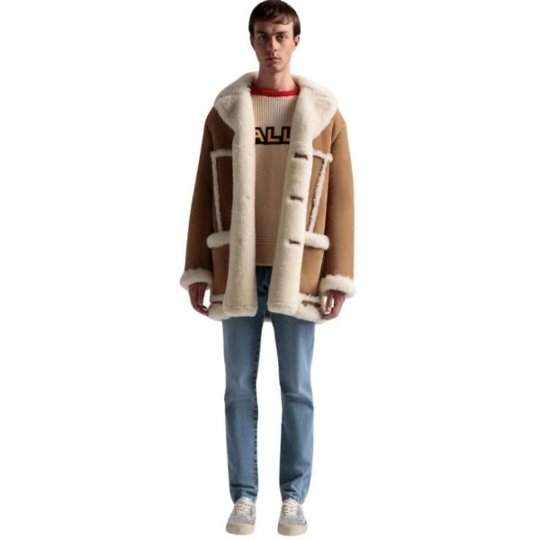 BALLY AVIATOR COAT IN BROWN LEATHER AND MERINO - Image 4