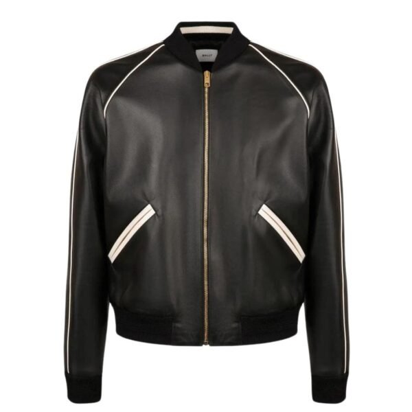 BALLY BOMBER IN BLACK LEATHER