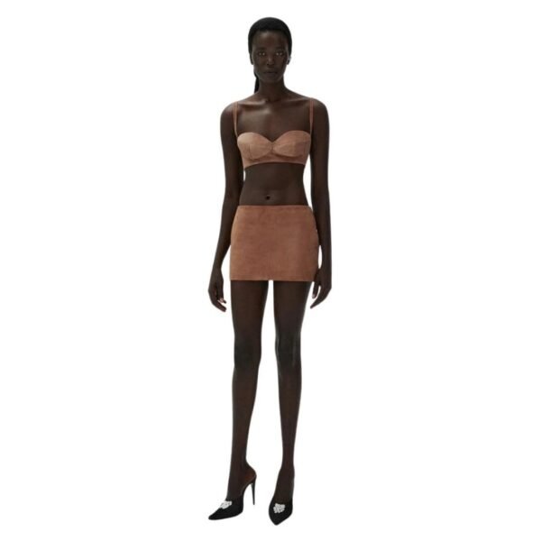 MAGDA BUTRYM SWEETHEART BRA TOP IN BROWN SUEDE - Image 3