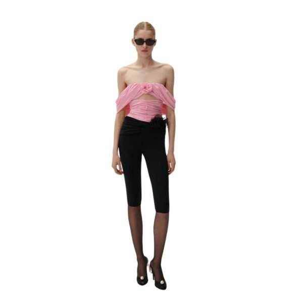 MAGDA BUTRYM WRAP CUTOUT T SHIRT IN PINK - Image 3