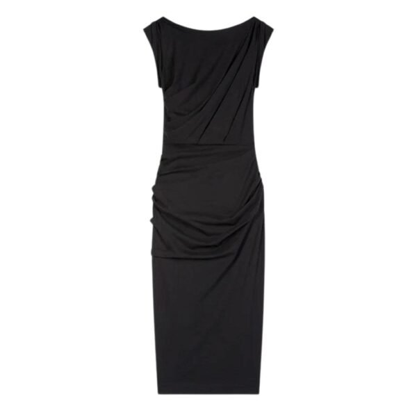 DRIES VAN NOTEN FITTED DRAPED DRESS BLACK