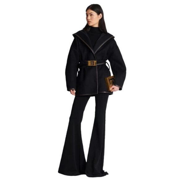 BALMAIN BELTED WOOL COAT - Image 4