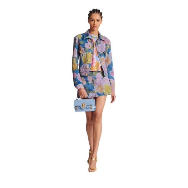 BALMAIN DEINM JACKET WITH PASTEL ROSES - Image 3