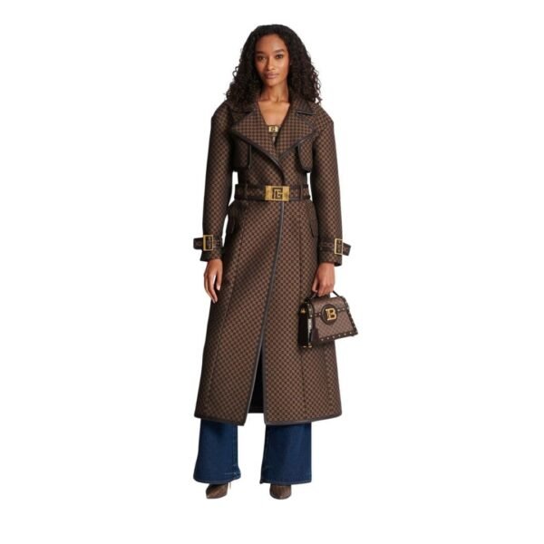 BALMAIN MINI MONOGRAM JACQUARD TRENCH COAT - Image 3