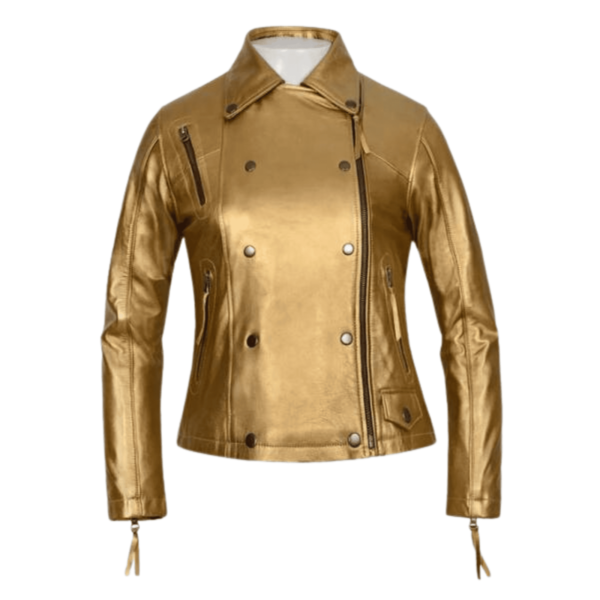 Gold Leather Jacket Women