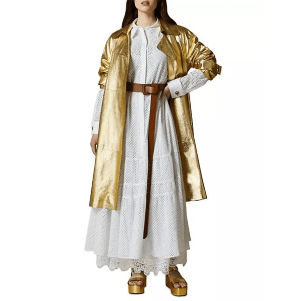 Gold Leather Coat Women - Image 2