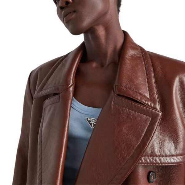 PRADA DOUBLE BREASTED LEATHER JACKET - Image 4