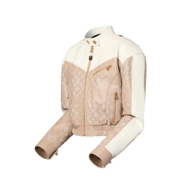 LOUIS VUITTON CROPPED MAHINA MONOGRAM LEATHER JACKET - Image 3