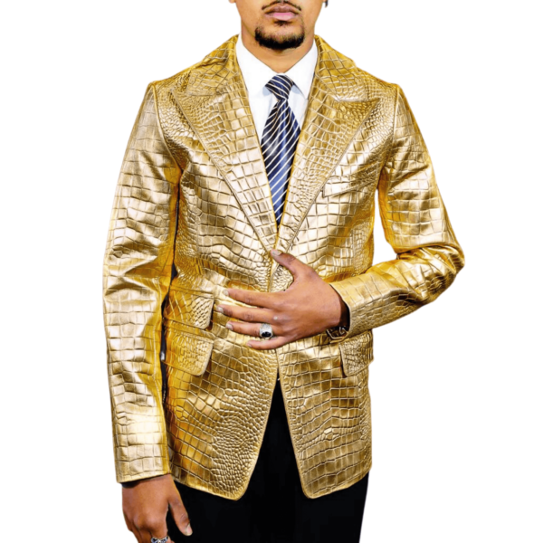 Gold Leather Coat Men