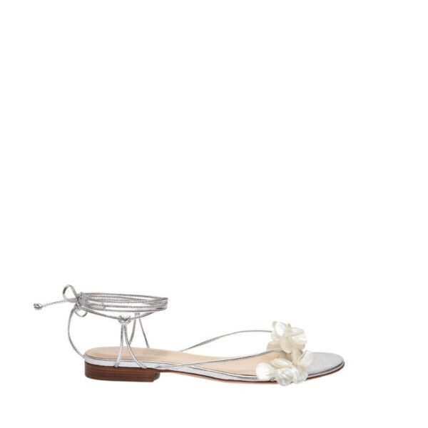 MAGDA BUTRYM WRAP AROUND PEARL SANDALS IN SILVER - Image 2