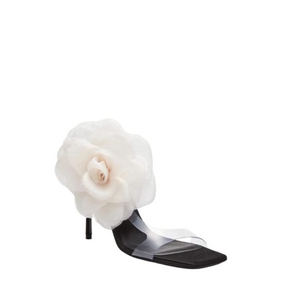 MAGDA BUTRYM ORGANZA FLOWER PVC SANDALS IN BLACK PINK - Image 2