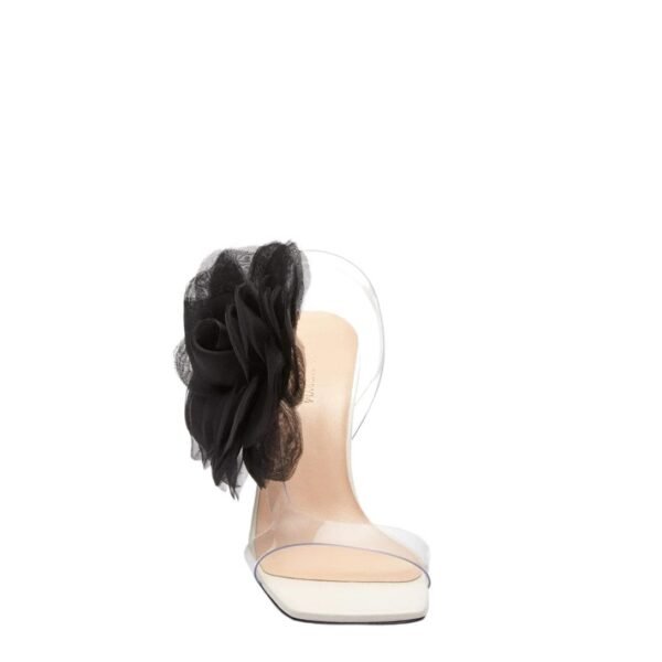 MAGDA BUTRYM ORGANZA FLOWER PVC SANDALS IN CREAM BLACK - Image 2