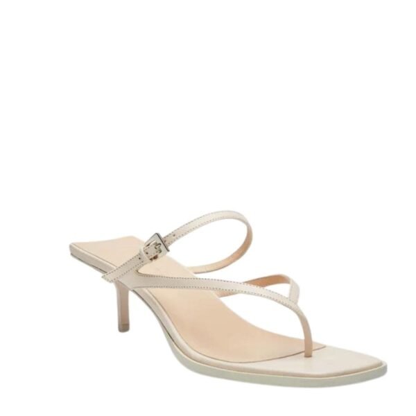 MAGDA BUTRYM LOW THONG HEEL SANDAL IN CREAM LEATHER - Image 3