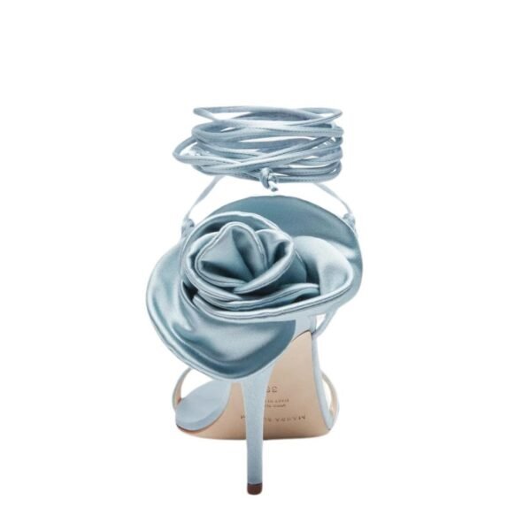 MAGDA BUTRYM DOUBLE FLOWER HEEL SANDALS IN BLUE - Image 3