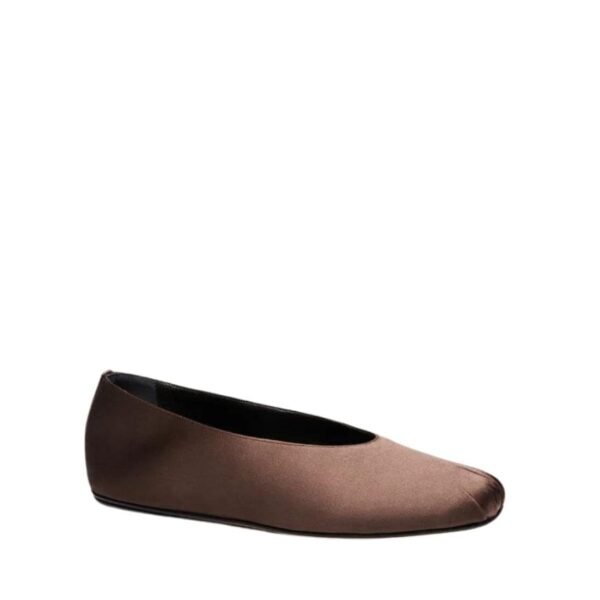 MAGDA BUTRYM SATIN BALLET FLATS IN CHOCOLATE - Image 3