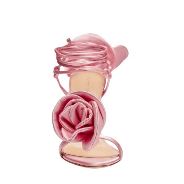 MAGDA BUTRYM WRAP AROUND DOUBLE FLOWER SANDALS IN PINK - Image 3