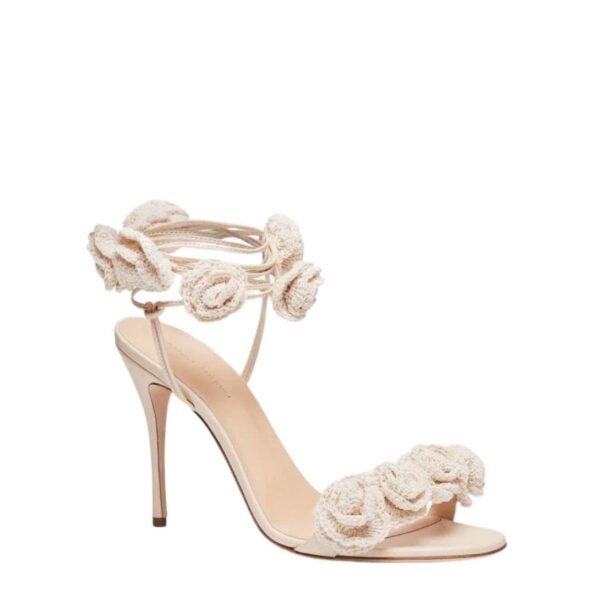 MAGDA BUTRYM MINI ROSE CROCHET FLOWER SANDALS IN CREAM - Image 3