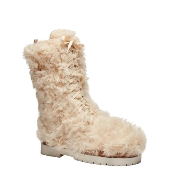 MAGDA BUTRYM SHEARLING COMBAT BOOTS IN CREAM