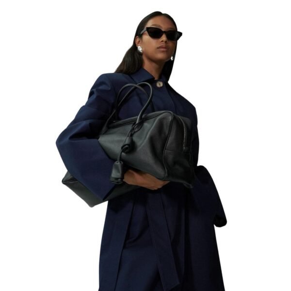 MAGDA BUTRYM WRAP COTTON COAT IN NAVY - Image 3