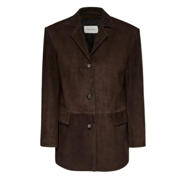 MAGDA BUTRYM SUEDE CAR JACKET IN BROWN