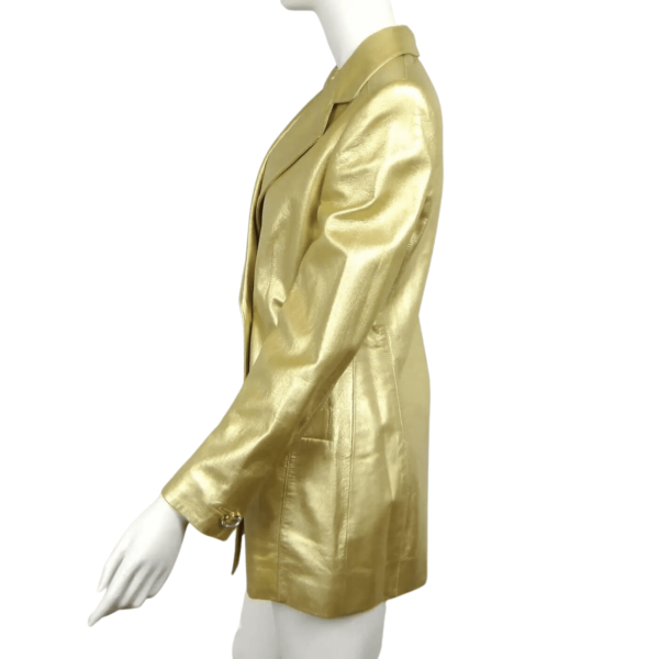 Gold Leather Coat Women - Image 3