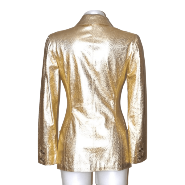 Gold Leather Coat Women - Image 2