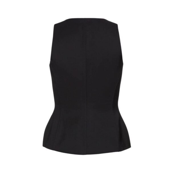 MAGDA BUTRYM ROUND NECK WAIST COAT IN BLACK - Image 2