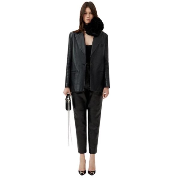 MAGDA BUTRYM OVERSIZED LEATHER BLAZER IN BLACK - Image 3