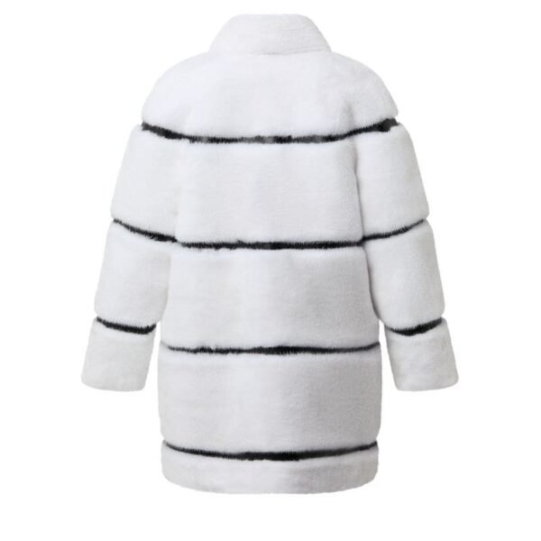 LOUIS VUITTON LEATHER STRIP WHITE MINK COAT - Image 2