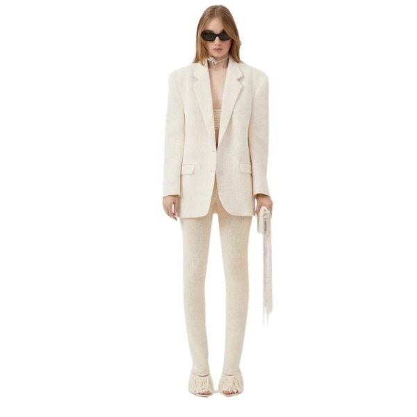 MAGDA BUTRYM TAILORED OVERSIZED HANDWOVEN BLAZER IN CREAM - Image 3