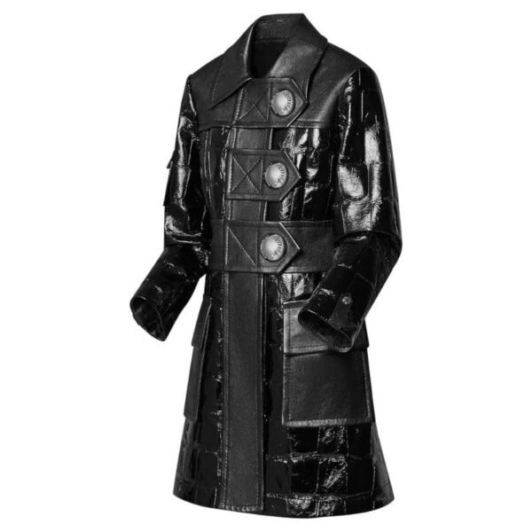 LOUIS VUITTON MIXED LEATHER STUD BUTTON COAT - Image 3