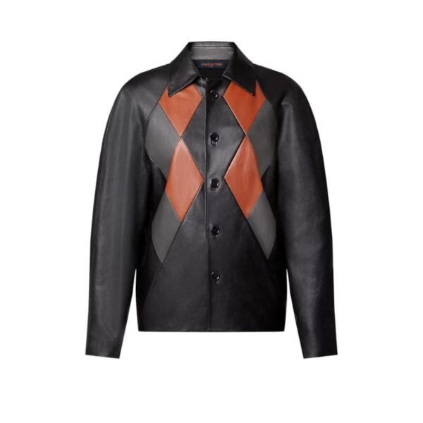 LOUIS VUITTON PATCHWORK LEATHER BUTTON UP JACKET