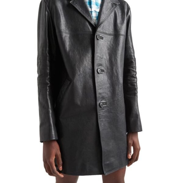 PRADA LEATHER PEA COAT - Image 2