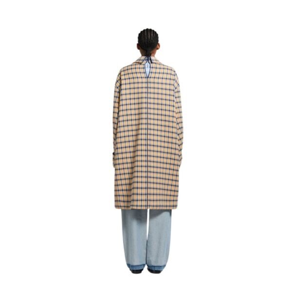 MARNI BLUE AND YELLOW CHECKED WOOL REVERSIBLE COAT - Image 3