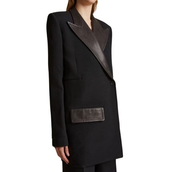 KHAITE THE JACOBSON BLAZER IN BLACK LEATHER COBO - Image 4