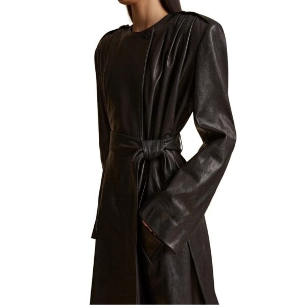 KHAITE THE MINNLER TRENCH IN BLACK LEATHER - Image 3