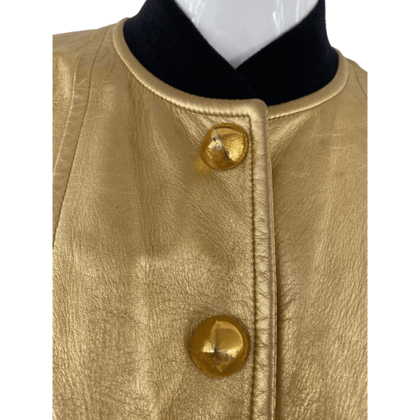 Gold Women Leather Jacket - Image 3