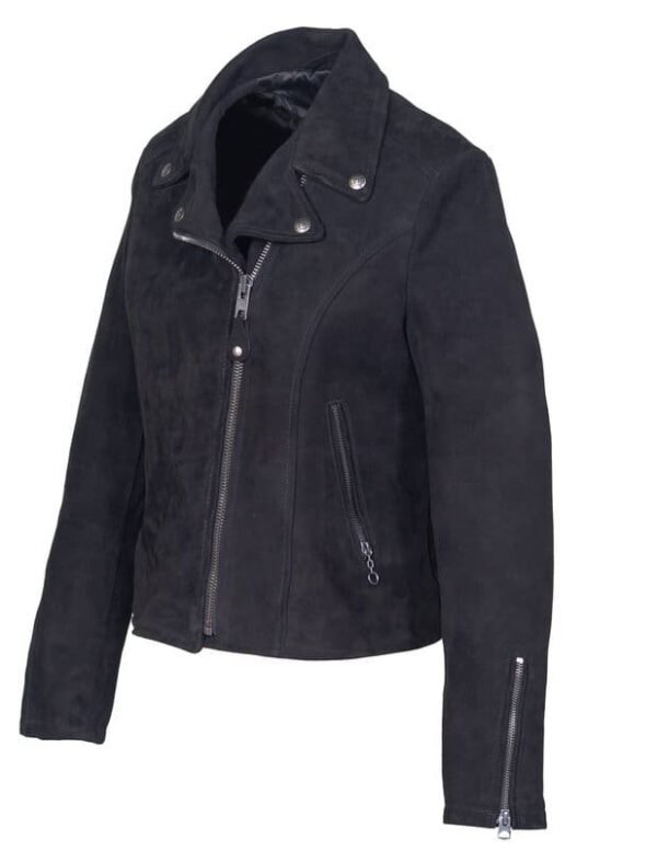 Women's Fitted Suede Motorcycle Jacket - Image 3