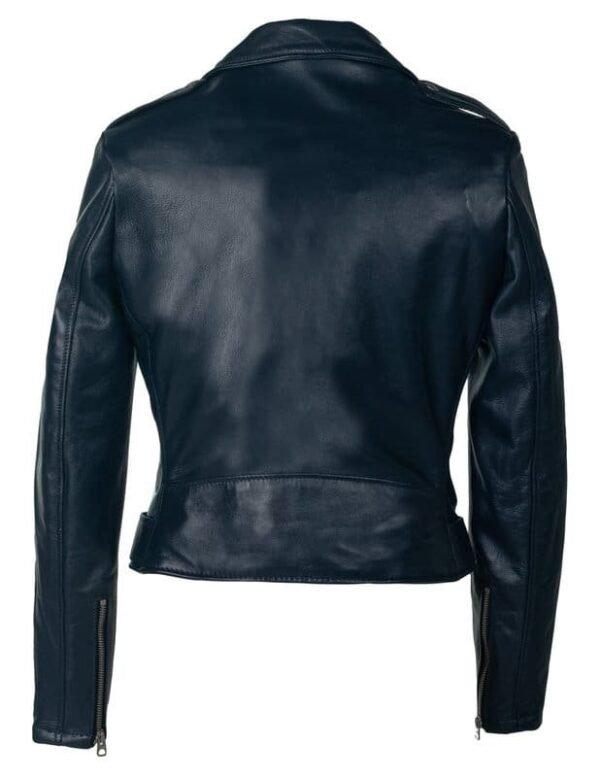 Women's Cropped Perfecto in Lambskin Leather Jacket - Image 5