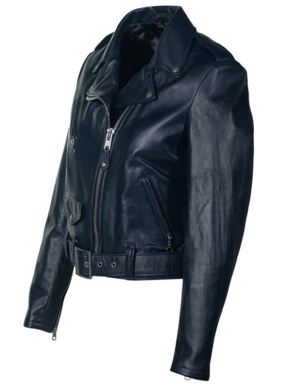 Women's Cropped Perfecto in Lambskin Leather Jacket - Image 6