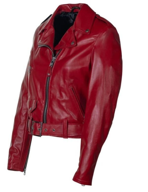 Women's Cropped Perfecto in Lambskin Leather Jacket - Image 3