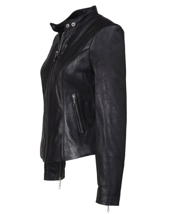 Women's Lambskin Cafe Leather Jacket - Image 7