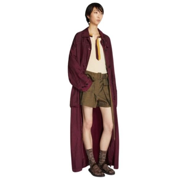 DRIES VAN NOTEN LOOSE OVERDYED COAT BURGUNDY - Image 3