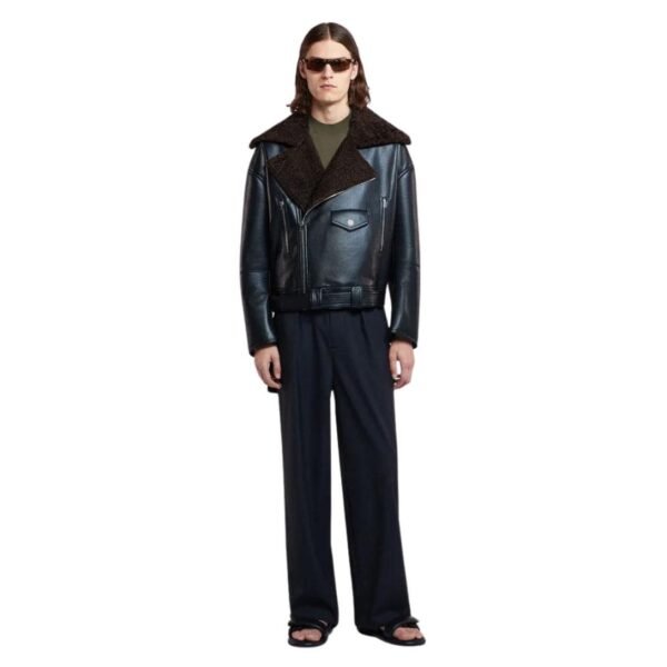 NANUSHKA BERTI REGENERATED LEATHER JACKET BLACK BROWN - Image 3