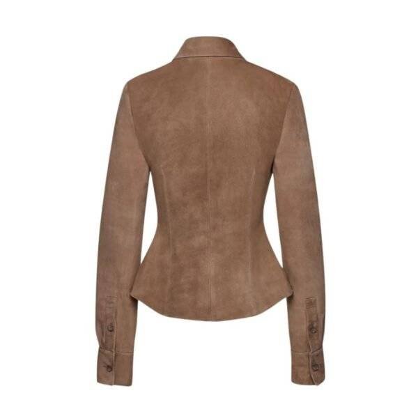 MAGDA BUTRYM CLASSIC BUTTON DOWN SHIRTS IN BROWN SUEDE - Image 2