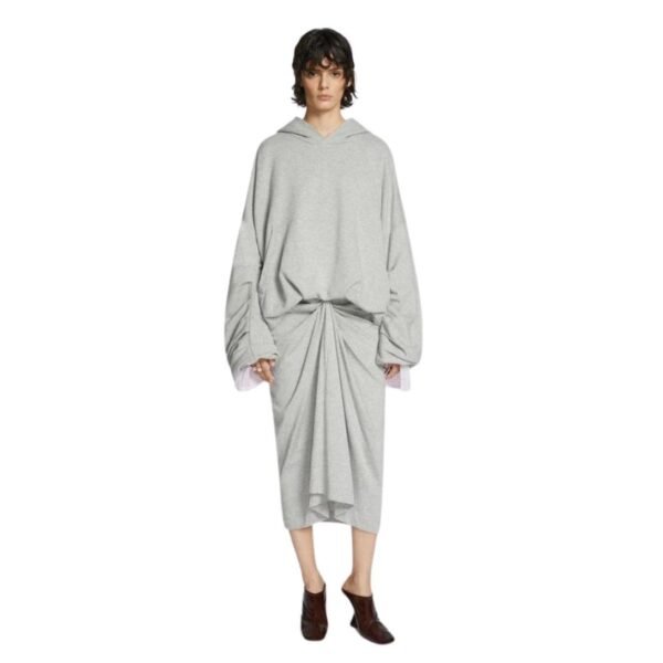 DRIES VAN NOTEN DRAPED HOODIE GREY MELANGE